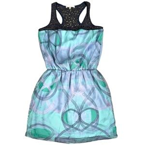 Collective Concepts size medium blue & teal dress with lace design at top EUC